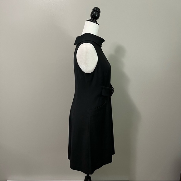 M Siamo Mock Neck Sleeveless Black Wool Lined Sheath Dress - Picture 6 of 12